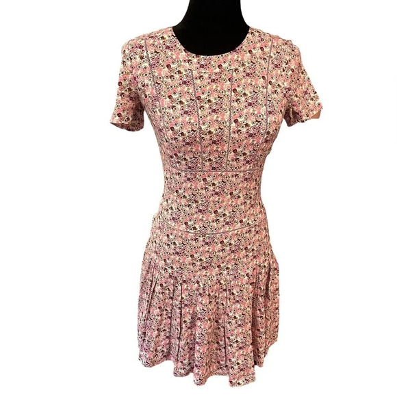 Juicy Couture Linen Blend Pink Floral Mini Dress size 0 - Picture 1 of 9